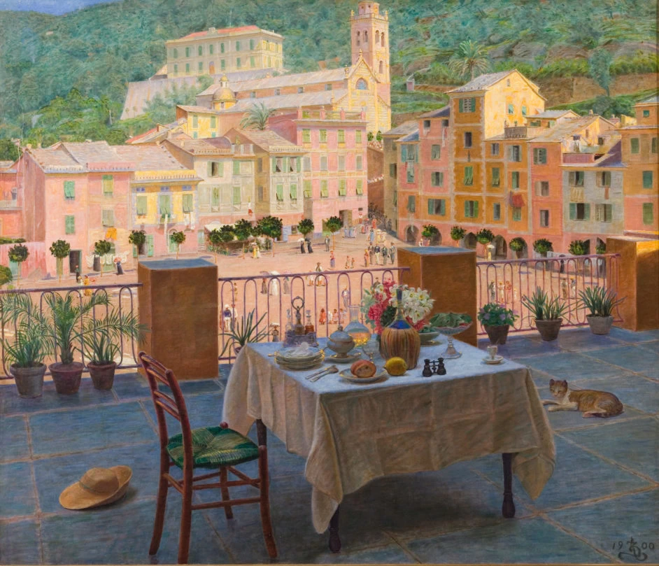 Kristian Zahrtmann - Il mio tavolo da pranzo a Portofino, 1900, Ribe Art Museum